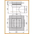Kratka ściekowa 150×150/110 odpływ boczny APV12 AlcaPLAST nierdzewna alcadrain
