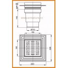 Kratka ściekowa 150×150/110 odpływ pion APV13 AlcaPLAST nierdzewna alcadrain
