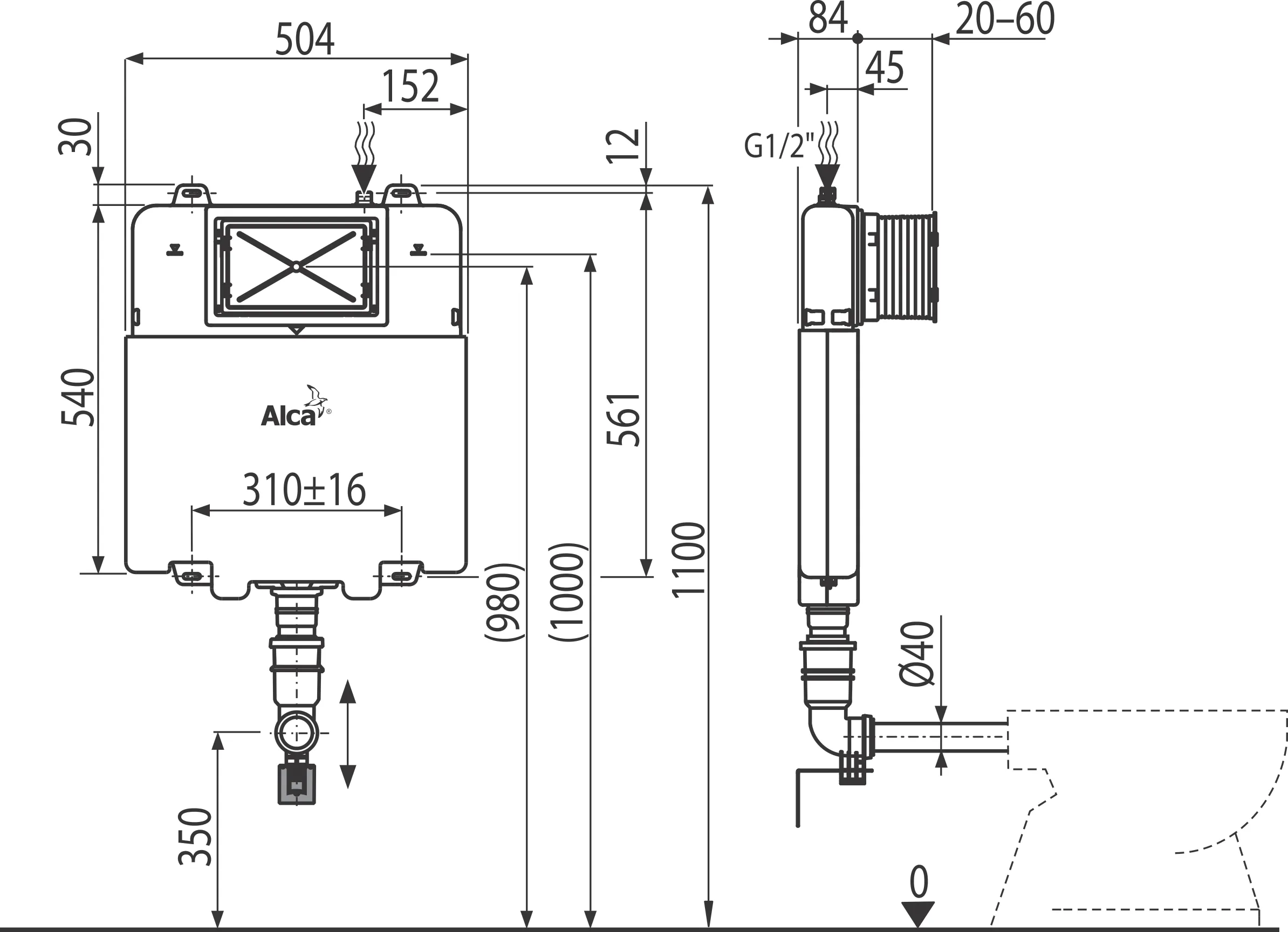 spłuczka AM1112 Basicmodul Slim ALCAPLAST podtynkowa