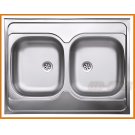 Zlewozmywak 2-komorowy nakładany DR60/80D.H FERRO 80x60 cm gładki 